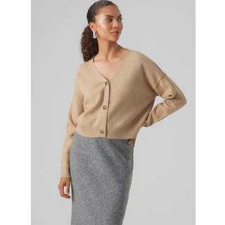 Vero Moda - Beige - Vmgold Link Ls Short V-Neck Cardigan - X-Small