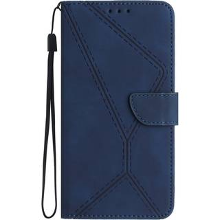 Motorola Edge 40 Neo Mønstret Læder Cover m. Pung & Strop - Blå