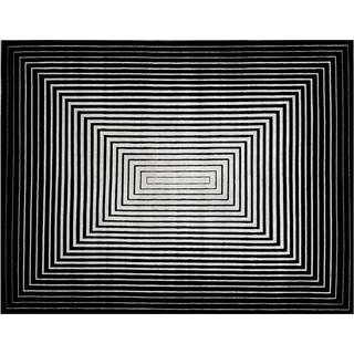 Illulian Rugs - 'Rehab' rug in Black, white Wool, silk