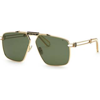 Philipp Plein Mand SPP049M SILVER PLEIN SEVENTIESLEIN 301 Solbriller Metal Guld Grå Geometrisk Normal