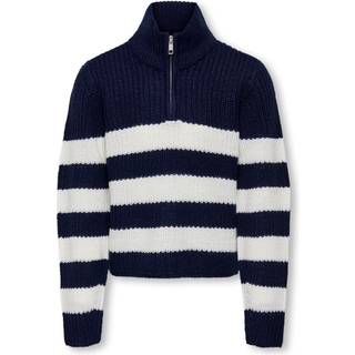 Kids Only Maritime Blue/cloud Dancer Stribet Zip Pullover Striktrøje