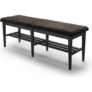 Oscarssons Möbel, Nadja Bench 130 cm Sortbejdset ask/fåreskind brun