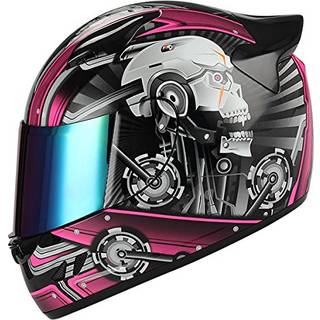 1storm motorcykel cykel fuld ansigt hjelm mekaniker kranium - tonet visirrosa