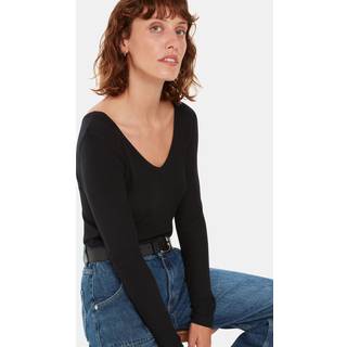 Whistles Whistles Black Essential Ribbed V-Neck T-Shirt