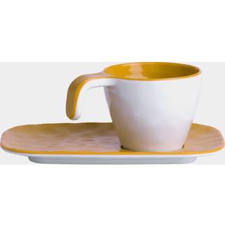 Espressokopper i melamin med underkop Marine Business Mustard, gul, 8 cl / 80 ml, 6-pak