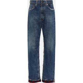 Maison Margiela Checked-detail straight jeans - blue - 30