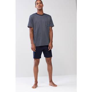 Mey Herren Pyjama blau Baumwolle & Mix unifarben