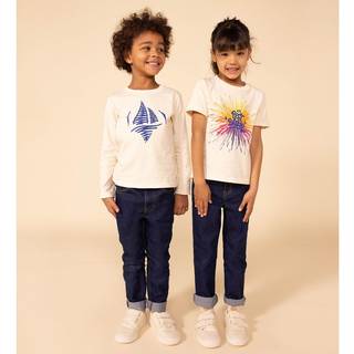 Petit Bateau Langærmet T-shirt Med Tryk Cremefarvet 5 Y  Creme  5 år  mand