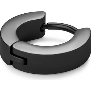 Huggie | Sort 7 mm Kirurgisk Rustfri Stål Flad Hoop Ørering