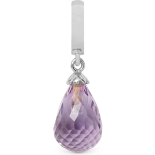 Amethyst Purple Drop Hænger Charm 6 Mm Til Armbånd - Blankpoleret Sterling Sølv m. 1 Ametyst - Christina