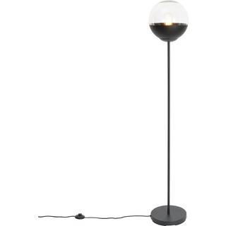 Retro gulvlampe sort med klart glas - Eclipse