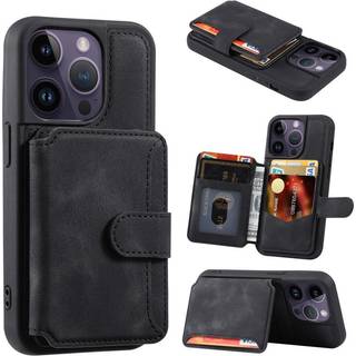 SKALO iPhone 15 Pro Max PU-læder Cover med Pung - Sort