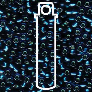 Miyuki Round Rocaille frøperler Størrelse 6/0 20 g sølvforet (SL) blå zirkon