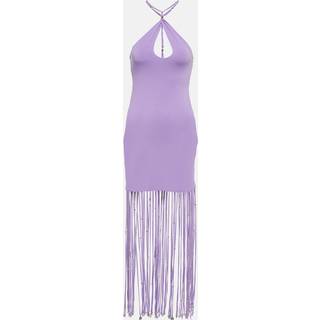 Rotate Fringe-trimmed jersey maxi dress - purple - S