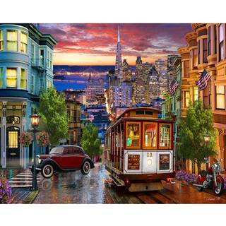 Vermont Christmas Company San Francisco Trolley Jigsaw Puzzle 1000 Piece - Family Time Jigsaw Puzzles for voksne med store og tilf?ldige formede