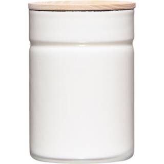 Riess Kitchen Management Vorratsdose 0,525 L Pure White - Emaille mit Eschenholzdeckel - Weiß