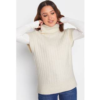 Lts Tall Ivory White Ribbed Roll Neck Knitted Sweater Vest 8-10 Lts | Tall Women's Sweaters & Jumpers