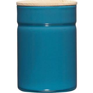 Riess Kitchen Management Vorratsdose 0,525 L Silent Blue - Emaille mit Eschenholzdeckel - Blau