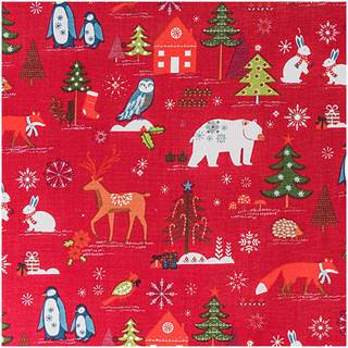 Stoff Winterimpressionen rot 50x140cm - Rot