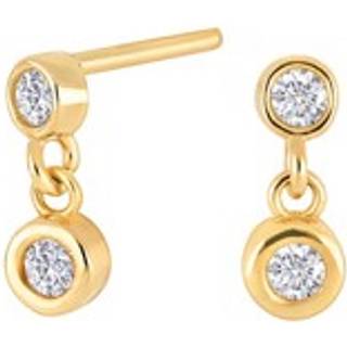 Siersbøl 8kt. guldørehænger med 2 x cubic zirkonia rørfatning