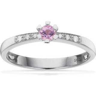 Vida Darling ring 8 kt. hvidguld m. 0,10ct pink safir og brillanter 0,04ct