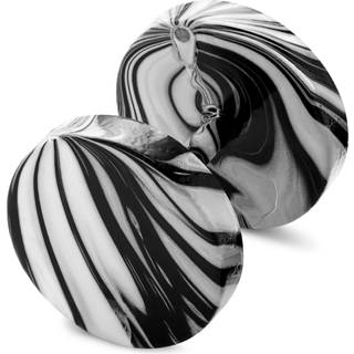 Satago | 10 mm Sort & Hvid Rustfri Stål Fake Plug Ørestik