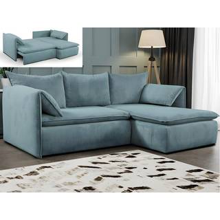 Højtaler-sofa i højrebjælede fløjl i blå TEODORA