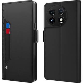 SKALO OnePlus 11 5G Kortholder Mirror Flip Cover - Sort