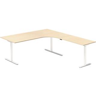 Hæve-sænkebord DNA, Birk 2000x2200 mm Højre 3-ben/Hvid