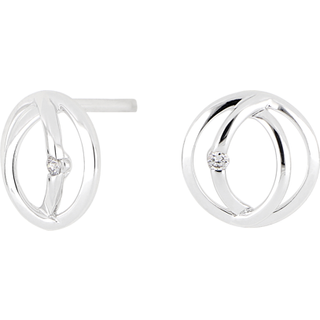 Siersbøl 14kt. hvidguldsørestikker med diamant 0.02ct W/PI