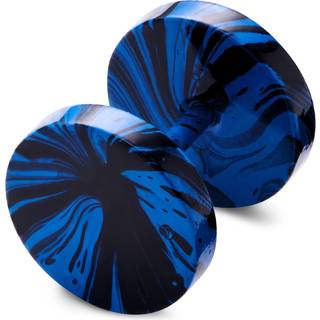 Satago | 10 mm Sort & Blå Rustfri Stål Fake Plug Ørestik