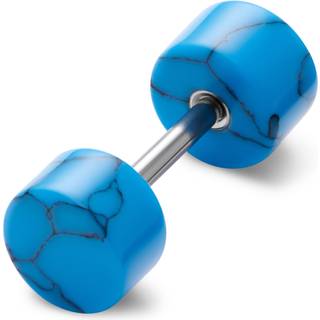 Satago | 6 mm Blå Turkis & Rustfri Stål Fake Plug Ørering