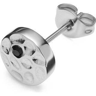 Orphic | 3 mm Banket Sølvfarvet Rustfri Stål Ørering med Sort Zirconium