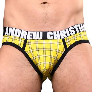Andrew Christian Almost Naked Plaid Brief - Yellow - Small