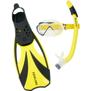 Aqualung snorkelsæt til voksne - Compass - Sort/gul