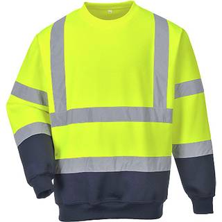 Hi-vis kontrast sweatshirt - Gul/Marine (Størrelse: S)