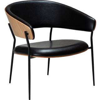 Dan-Form Crib loungestol med armlæn ( Vintage black kunstlæder / eg finer, Sortmalet metal)