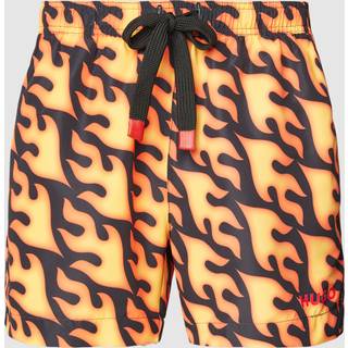 HUGO Herren Badeshorts orange Mikrofaser Mit Prints