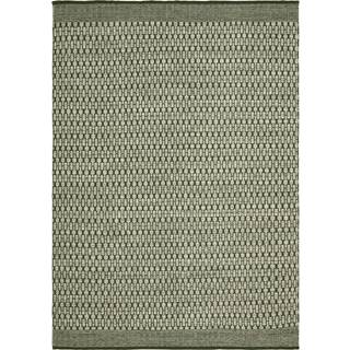 Chhatwal & Jonsson Mahi Dhurry Gulvtæppe 80x250cm Off White/green - Mønstrede tæpper Uld Grøn - DH192870-11