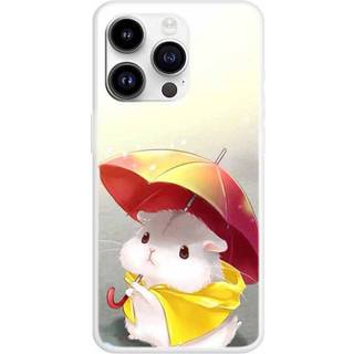 iPhone 15 Pro Fleksibelt Plastik Bagside Cover m. Print - Hamster med paraply