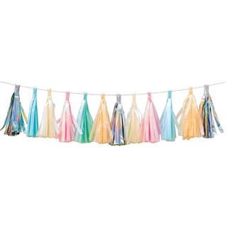 Quasten-Girlande 2m 12 Quasten - Pastell
