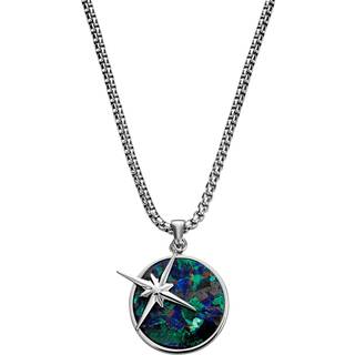 Atlas | Sølvfarvet Azur Malakit og Nordstjerne Halskæde med Vedhæng