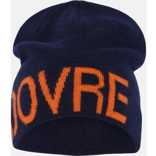 Beanie | 100% uld | Navy/orange