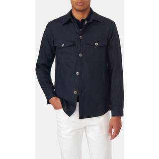 Oscar Jacobson Maverick Linen Shirt Jacket Navy