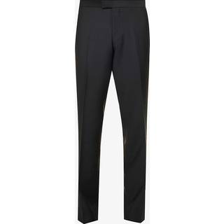Oscar Jacobson Denz Straight Wool Tuxedo Trousers Black
