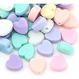 600 pastel akrylhjerteperler forskellige pastelfarver 8 mm eller 3/8 tommer diameter med 1,5 mm hul