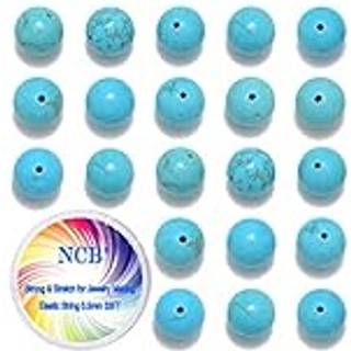 NCB 100pcs 10 mm natursten perler rundt perler ædelsten perler løse perler til smykkerfremstilling engros (stabiliseret blå turkis 10 mm 100beads