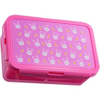 Pink madkasse med kaniner - Børne madkasse med 3 rum