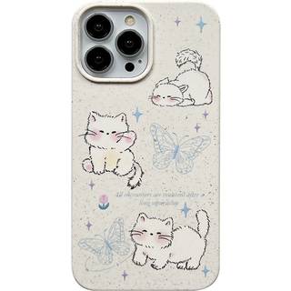 iPhone 14 Pro Fleksibel Plastik Cover m. Motiv - Sommerfugle og Katte