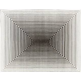 Illulian Rugs - 'Rehab' rug in White, Black Wool, silk